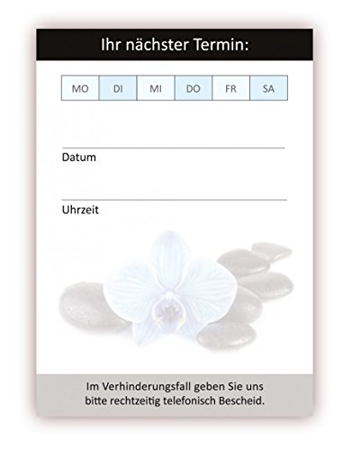 Premium Wellness Terminblock Set Blumen blaue Orchidee Feng Shui (48 Stück) - Hochwertige Terminblöcke für Ihre Kundentermine mit je 50 Terminblättern pro Block, besonders gut geeignet für Bereiche wie Wellness Reise Urlaub Touristik Hotel Gastronomie von LYSCO