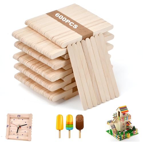 LYTIVAGEN 600 Stück Holzstiele Holzstäbchen zum basteln Holzspatel Eisstiele aus Holz Popsicle Sticks Sisstäbchen für Kinder zum Basteln Handwerk von LYTIVAGEN