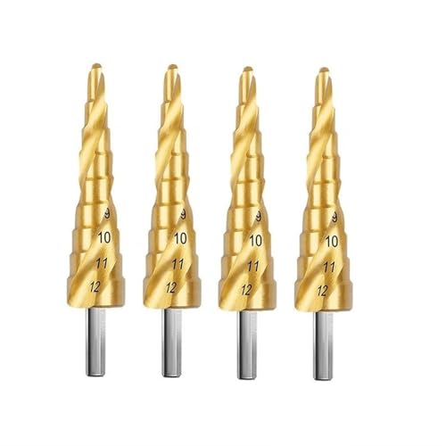 4-teilige Stufenbohrer, titanbeschichtetes 4241-Metall, Spiralnut, Lochöffnungswerkzeug for Edelstahl, 4–12 mm, selbstzentrierend von LYXDWRC