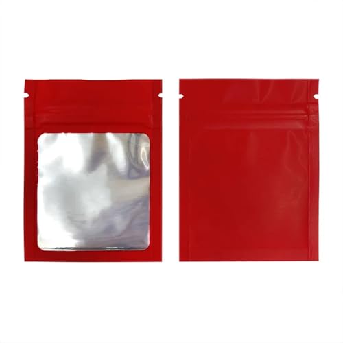 LYXYGMV Wiederverschließbare Durchsichtige 100 Pcs Flat Foil Lock Bags Bath Salt Cosmetic Bag One Side Clear Mini Thick Mylar Resealable Bags Ziplock Beutel für Verschiedene Materialien geeignet(Red) von LYXYGMV