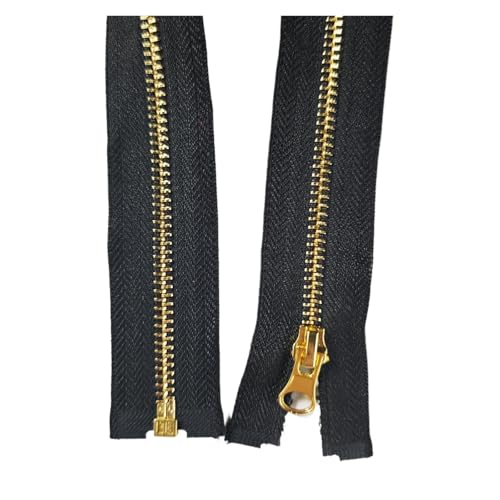 LYXYGMV Zipper (10PCS) 5# Metall-reißverschluss mehrfarbige kleidungsstück Mantel Zip einzigen offenen 80CM echt Kupfer reißverschluss Für nähen Jeans Westen Lederwaren Kleid(Gold(10pcs)) von LYXYGMV