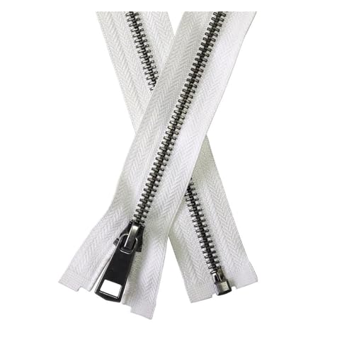 LYXYGMV Zipper 30/40/50/60/70/80 cm 5# Bunte Open-end Auto Lock Schwarz Metall reißverschluss DIY Handwerk for Tasche Kleidungsstück Kleidung Für nähen Jeans Westen Lederwaren Kleid(White,40cm) von LYXYGMV