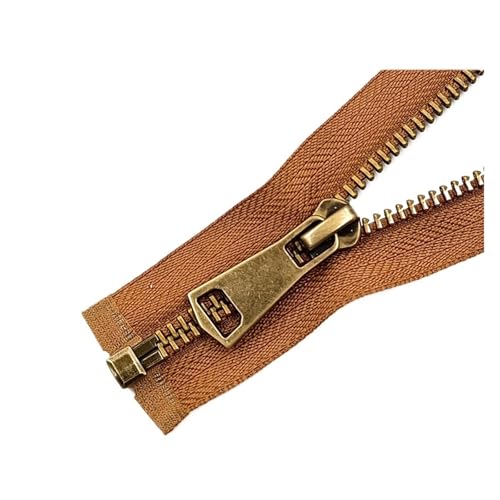 LYXYGMV Zipper 5# Bunte Offene Auto Lock Kupfer Metall Reißverschluss DIY Handwerk for Kleidung Tasche Kleidungsstück Nähen Schuhe Taschen Für nähen Jeans Westen Lederwaren Kleid(Brown,20cm) von LYXYGMV