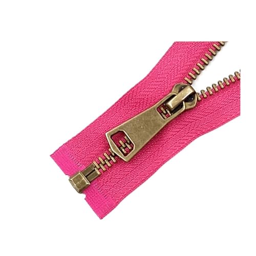 LYXYGMV Zipper 5# Bunte Offene Auto Lock Kupfer Metall Reißverschluss DIY Handwerk for Kleidung Tasche Kleidungsstück Nähen Schuhe Taschen Für nähen Jeans Westen Lederwaren Kleid(Rose,30cm) von LYXYGMV