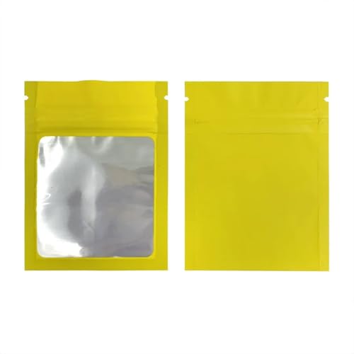 Wiederverschließbare Durchsichtige 100 Pcs Flat Foil Lock Bags Bath Salt Cosmetic Bag One Side Clear Mini Thick Mylar Resealable Bags Ziplock Beutel für verschiedene Materialien geeignet(Yellow) von LYXYGMV