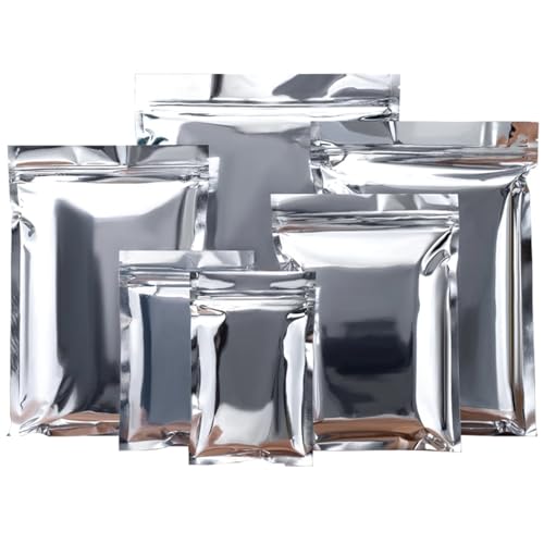 Wiederverschließbare Durchsichtige 100Pcs Silver Zip Lock Mylar Foil Bag Self Grip Seal Tear Notch Flat Pouches for Food Ground Coffee Bean Tea Candy Packing Beutel für verschiedene Materialien geeign von LYXYGMV