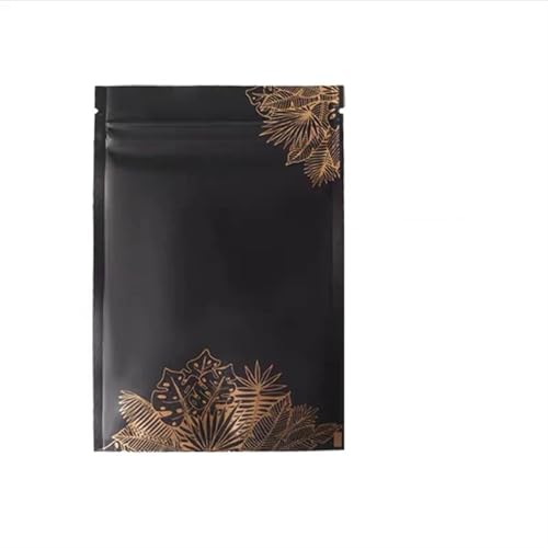 Wiederverschließbare Durchsichtige 50pcs Matte Black S/M/L Aluminium Foil Zipper Lock Bags Hot Gold Print Reclosable Candy Pouch Packaging Self-sealing Food Storage Bag Beutel für verschiedene Materia von LYXYGMV