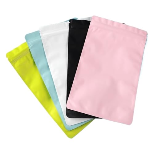 Wiederverschließbare Durchsichtige 50pcs Matte Black White Pink Heat Flat Pouches Zip lock Mylar Bag Small Plastic Zip Lock Aluminum Foil Package Bags Beutel für verschiedene Materialien geeignet(Gree von LYXYGMV