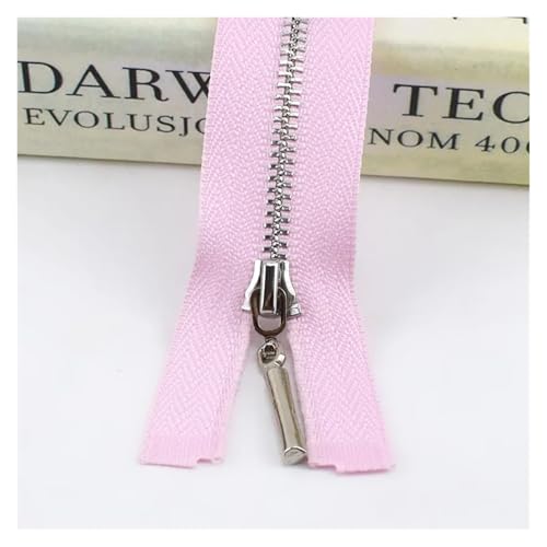 zipper 2/5Pcs 3# Metall-reißverschluss Silber Zähne 15-70cm Reißverschlüsse for Nähen Taschen Bekleidungs ​​Dekor zip Reparatur Kit DIY Kleidung Zubehör Für nähen jeans westen lederwaren kleid(PinkSil von LYXYGMV