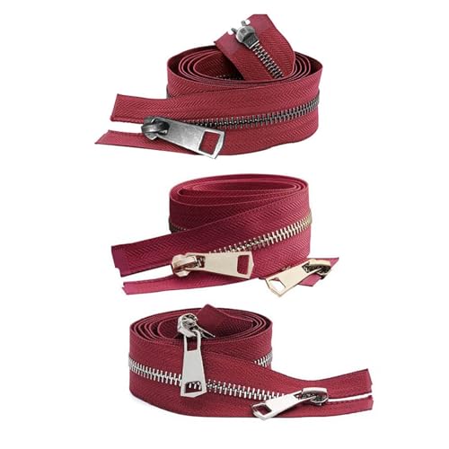 zipper 20/30/40/50/60/70/80 cm 5# Bunte Offene Doppelschieber Metallreißverschluss DIY Handwerk for Stofftaschen Kleidersäcke Für nähen jeans westen lederwaren kleid(Wine Red,20CM_BLACK ZIPPER) von LYXYGMV