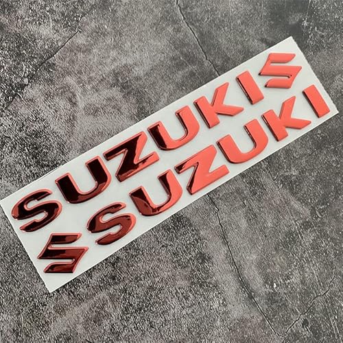 LYYMX Abzeichen Logo für Suzuki 3, Buchstaben Wort Emblem-Aufkleber, Autoaufkleber Sticker Emblem Abzeichen Body Abzeichen Aufkleber,A Red von LYYMX