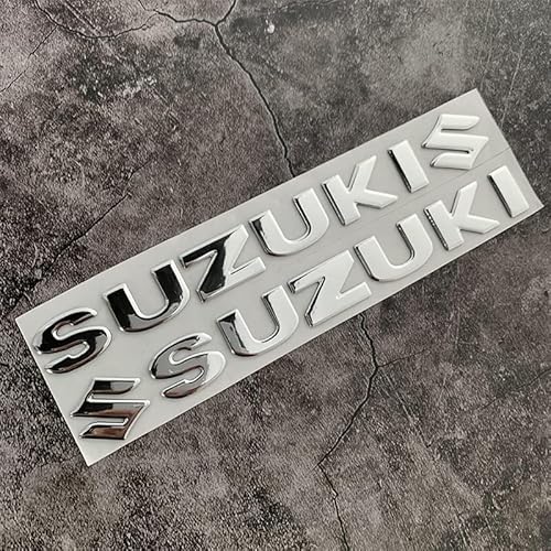 LYYMX Abzeichen Logo für Suzuki 3, Buchstaben Wort Emblem-Aufkleber, Autoaufkleber Sticker Emblem Abzeichen Body Abzeichen Aufkleber,C Silver von LYYMX