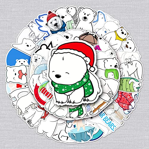 Eisbär Aufkleber Polar Bear Sticker Set 50 Stücke Niedlich Deko für Auto Laptop Skateboard Fahrrad Moped Motorrad Fahrrad Computer,Geeignet für Erwachsene Kinder von LYunMu