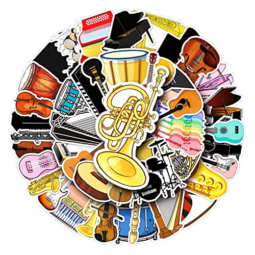 Musikinstrument Aufkleber Musical Instrument Sticker Set 50 Stücke Deko für Auto Laptop Skateboard Fahrrad Moped Motorrad Fahrrad Computer,Geeignet für Erwachsene Kinder von LYunMu