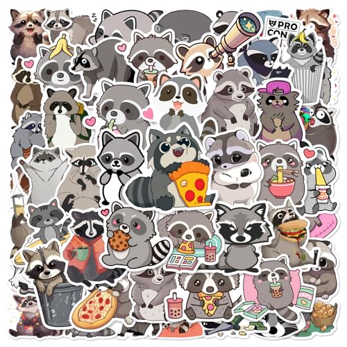 Raccoon Aufkleber Raccoon Sticker Set 50 Stücke Niedlich Deko für Auto Laptop Skateboard Fahrrad Moped Motorrad Fahrrad Computer,Geeignet für Erwachsene Kinde von LYunMu