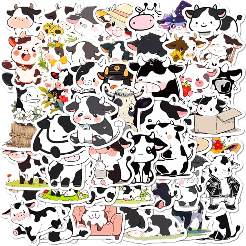 Schwarze und weiße Kühe Aufkleber Cow Sticker Set 50 Stücke Niedlich Deko für Auto Laptop Skateboard Fahrrad Moped Motorrad Fahrrad Computer,Geeignet für Erwachsene Kinder von LYunMu