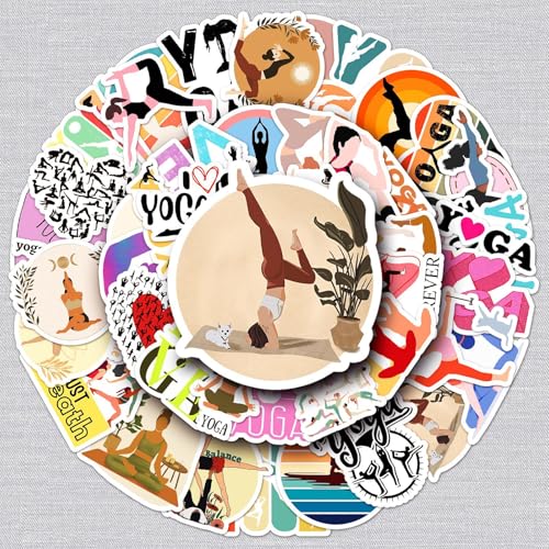 Yoga Aufkleber Yoga Sticker Set 50 Stücke Niedlich Deko für Auto Laptop Skateboard Fahrrad Moped Motorrad Fahrrad Computer,Geeignet für Erwachsene Kinder von LYunMu