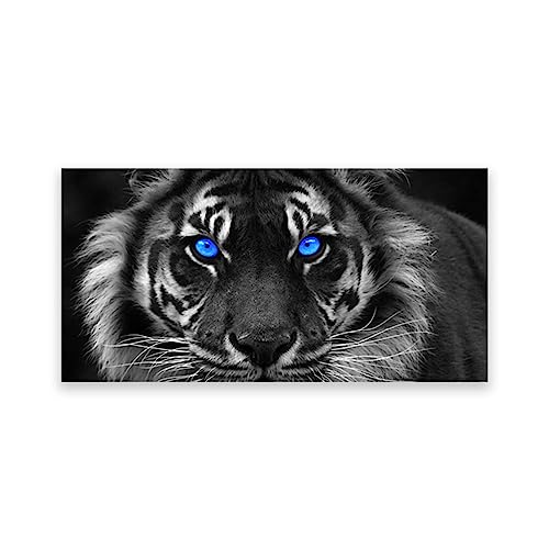 Blauäugige Tiger-TierLeinwand Gemälde. Tier-Leinwand-Kunst Gemälde. Moderne Drucke, Kunstwerk, Wohnzimmer, Heimdekoration, 30 x 60 cm (11,8 x 23,6), rahmenlos von LZ6J8C9