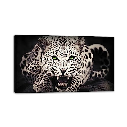 Grünäugige Leoparden-TierLeinwand Gemälde. Tier-Leinwand-Kunst Gemälde. Moderne Drucke, Kunstwerk, Wohnzimmer, Heimdekoration, 30 x 51 cm (11,8 x 20,1), rahmenlos von LZ6J8C9