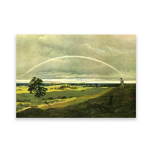 LZ6J8C9 Berühmtes Gemälde von Caspar D. Friedrich. Reproduktion von Leinwanddrucken „Regenbogen“. Druck auf Leinwand. Klassische Bilder für das Wohnzimmer, 50 x 70 cm (19,6 x 27,5), rahmenlos von LZ6J8C9