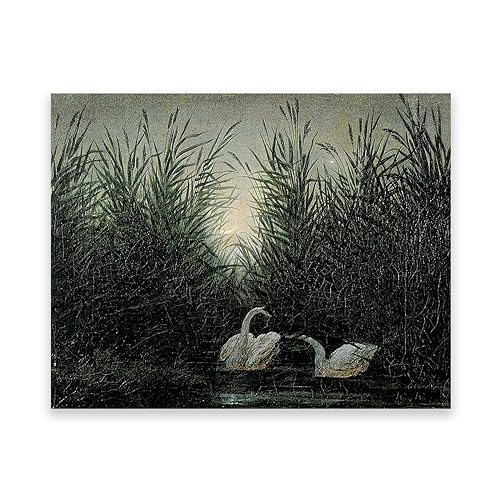 LZ6J8C9 Berühmtes Gemälde von Caspar D. Friedrich. Reproduktion von Leinwanddrucken „Schwan“. Druck auf Leinwand. Klassische Bilder für das Wohnzimmer, 60 x 78 cm (23,6 x 30,7), rahmenlos von LZ6J8C9