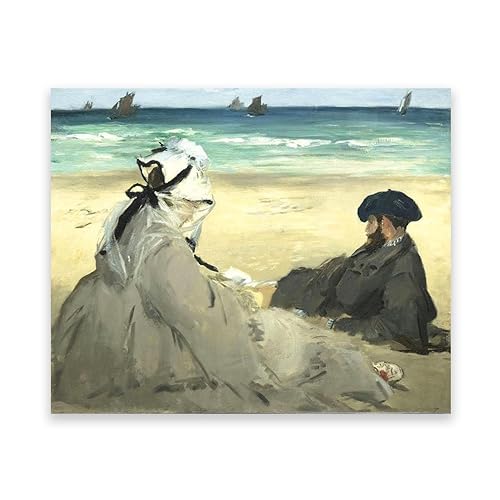 LZ6J8C9 Berühmtes Gemälde von Édouard Manet. Reproduktion von Leinwanddrucken „Am Strand“. Druck auf Leinwand. Klassische Bilder für das Wohnzimmer, 30 x 36 cm (11,8 x 14,2), rahmenlos von LZ6J8C9