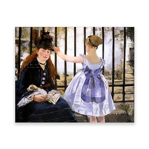 LZ6J8C9 Berühmtes Gemälde von Édouard Manet. Reproduktion von Leinwanddrucken „Die Eisenbahn“. Druck auf Leinwand. Klassische Bilder für das Wohnzimmer, 30 x 39 cm (11,8 x 15,3), rahmenlos von LZ6J8C9