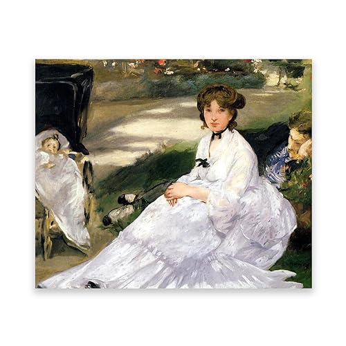 LZ6J8C9 Berühmtes Gemälde von Édouard Manet. Reproduktion von Leinwanddrucken „Im Garten“. Druck auf Leinwand. Klassische Bilder für das Wohnzimmer, 30 x 39 cm (11,8 x 15,3), rahmenlos von LZ6J8C9