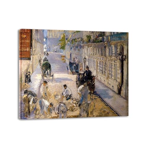 LZ6J8C9 Édouard Manet gerahmtes berühmtes Gemälde. Reproduktion von Leinwanddrucken „Straßenbauer“. Druck auf Leinwand. Klassische Bilder für das Wohnzimmer, 30 x 36 cm (11,8 x 14,2), gerahmt von LZ6J8C9