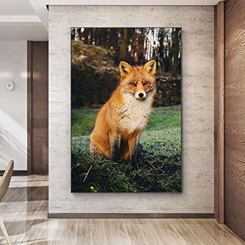 Niedliche Fuchs-TierLeinwand Gemälde. Tier-Leinwand-Kunst Gemälde. Moderne Drucke, Kunstwerk, Wohnzimmer, Heimdekoration, 50 x 80 cm (19,6 x 61,5), rahmenlos von LZ6J8C9