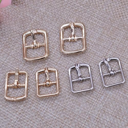 20 Stück/Los 12 mm 10 mm Silber Gold kleine quadratische Metalllegierung Schuhe Taschen Gürtelschnallen DIY Zubehör Nähen Scrapbooking-A 704 Gold von LZBANI