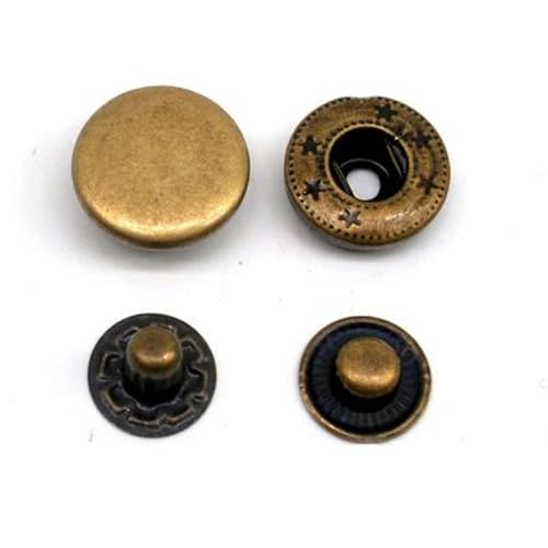 30 Sets Metall Messing Druckknöpfe Nähknopf Druckknöpfe Nähen Lederhandwerk Kleidung Taschen handgefertigt DIY 831/633/655/201/203-Bronze703 Kupfer-15MM von LZBANI