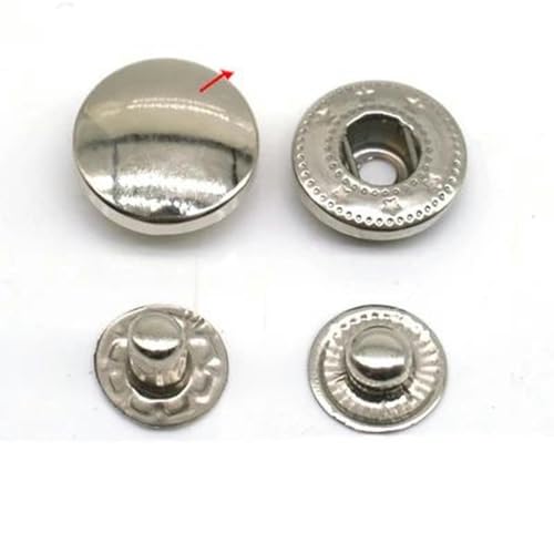 30 Sets Metall Messing Druckknöpfe Nähknopf Druckknöpfe Nähen Lederhandwerk Kleidung Taschen handgefertigt DIY 831/633/655/201/203-Silber701 Zinklegierung-10MM von LZBANI