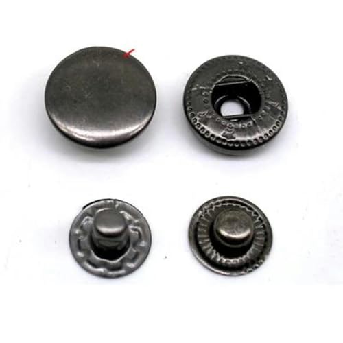 30 Sets Metall Messing Druckknöpfe Nähknopf Druckknöpfe Nähen Lederhandwerk Kleidung Taschen handgefertigt DIY 831/633/655/201/203-gunblack702 Kupfer-10MM von LZBANI