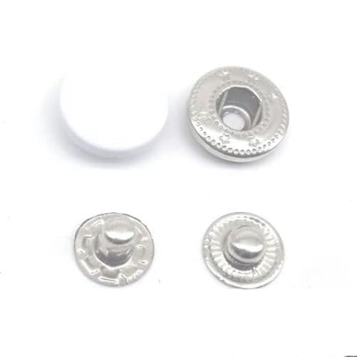 30 Sets Metall Messing Druckknöpfe Nähknopf Druckknöpfe Nähen Lederhandwerk Kleidung Taschen handgefertigt DIY 831/633/655/201/203-weiß000 Zinklegierung-10MM von LZBANI