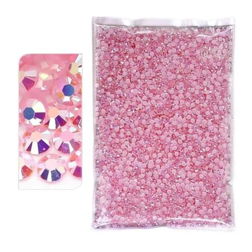 Bulk 2-6 mm Jelly AB Resin Non Hot Fix Strasssteine mit flacher Rückseite, Strass-Jelly Pink AB-2 mm SS6-20000 Stück von LZBANI