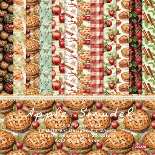 LZBRDY Äpfel Cupcakes Pizza Plaid Löffel Holzstäbchen Muster Dekorative Bastelpapier Blätter Junk Journal Kit Schneidbar Scrapbooking Kartenherstellung Album Supplies von LZBRDY