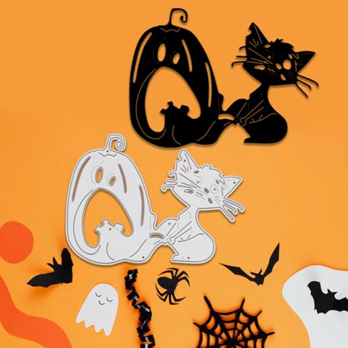 LZBRDY Metall-Stanzformen mit Halloween-Kürbis-Katzen-Prägung für Kartenherstellung und Scrapbooking von LZBRDY