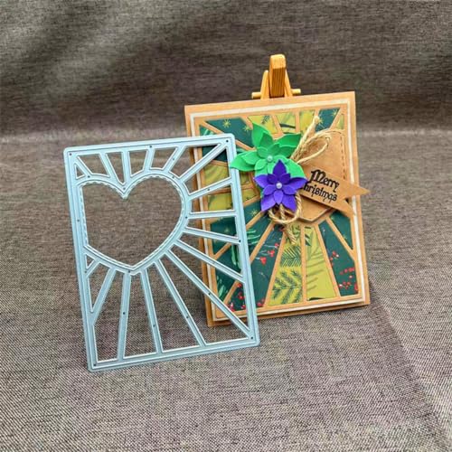 LZBRDY Rechteckiger Rahmen Ray Lines Prägeschablone Hintergrund Stanzformen Schablone Kartenherstellung Scrapbooking Geburtstag Thanksgiving Weihnachten Valentinstag Handwerk Stanzformen von LZBRDY