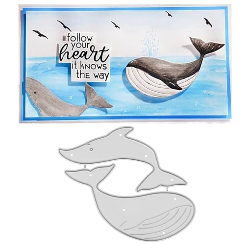 LZBRDY Whale Dophin Meerestier-Prägeschablone, Schablone, Kartenherstellung, Scrapbooking, Kunst, Handwerk, Stanzformen von LZBRDY