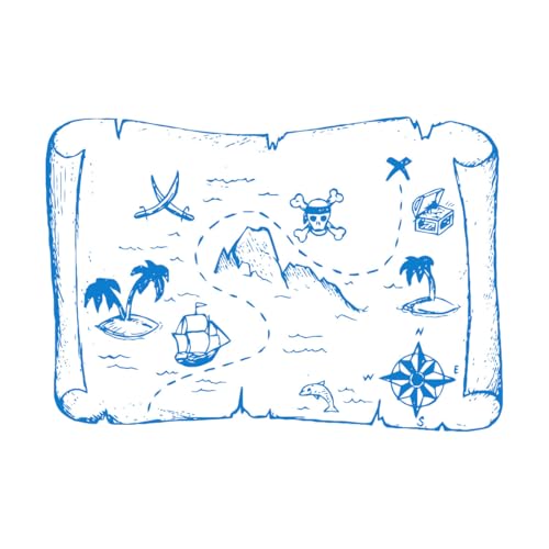 Wandaufkleber mit Piratenschiff und Schatzkarte, für Klassenzimmer und Kinderzimmer, Piratenkarte, Nimmerlandkarte, Wandtattoo, klein – 40 x 56 cm von LZHOUTING