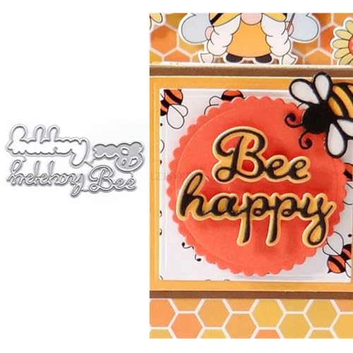 Bee Happy Stanzformen für Kartenherstellung, Abdecken von Metall-Stanzformen für Papier, Scrapbooking, DIY-Schablonen für Album, Party, Hochzeit, Festivals, Dekoration von LZJSYKDQ