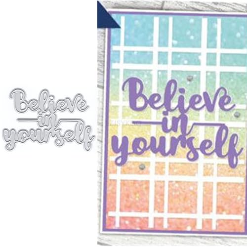 Believe in Yourself Stanzformen für Kartenherstellung, Metall-Stanzformen für Papier, Scrapbooking, DIY-Schablonen für Album, Party, Hochzeit, Festivals, Dekoration von LZJSYKDQ