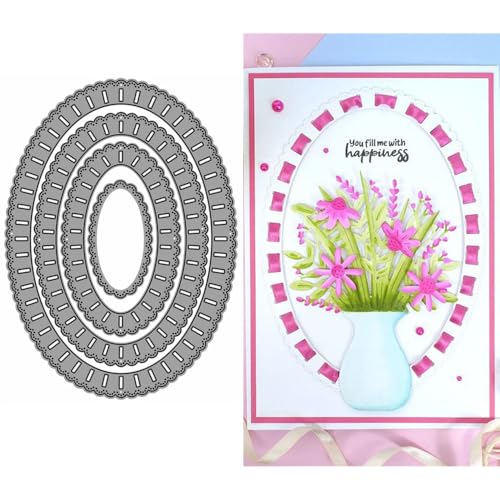 Ovale Spitzen-Stanzformen für Kartenherstellung, Metall-Stanzformen für Papier, Scrapbooking, DIY-Schablonen für Album, Party, Hochzeit, Festivals, Dekoration von LZJSYKDQ