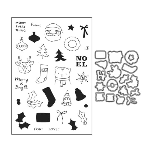 Transparente Weihnachts-Stempel und Stanzformen für Kartenherstellung, Glocken, Socken, Metall-Stanzformen für Scrapbooking, Papier, selbstgemachte Siegel, Prägeschablonen, Zubehör von LZJSYKDQ