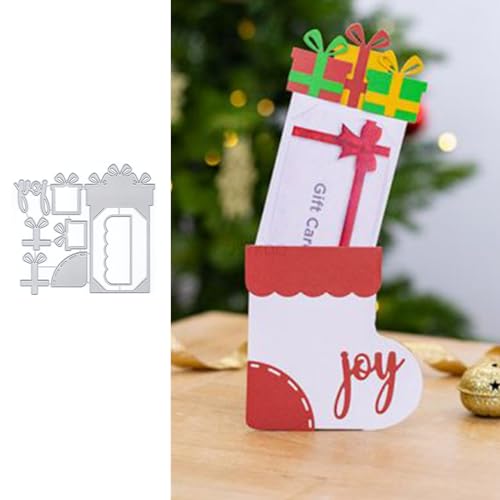 Weihnachtsgeschenkbox-Stanzformen für Kartenherstellung, Joy Metall-Stanzformen für Papier, Scrapbooking, DIY-Schablonen für Album, Party, Hochzeit, Festivals, Dekoration von LZJSYKDQ