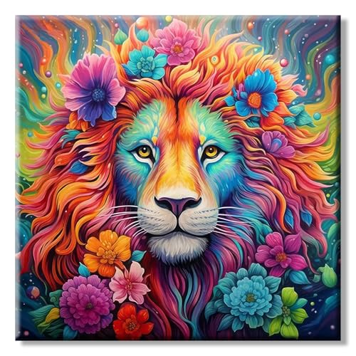 Diamond Painting Erwachsene Tiere Löwe, 5d Diamant Painting Bilder Anfänger, Diy Diamonds Crystal Art Bastelset für Geschenke Wohnzimmer und Schlafzimmer Wanddeko (Groß 40x40cm) von LZLHDE