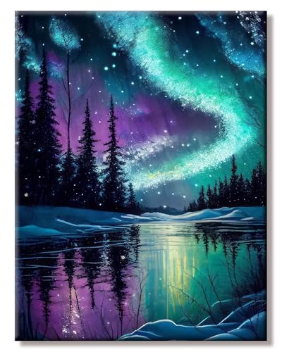 LZLHDE Diamond Painting Aurora Bilder, Diamond Painting Erwachsene, 5d Diamant Painting Bilder Diy Mosaikherstellung Bastelset Geeignet Entspannen Als Geschenk und Badezimmer Wanddeko von LZLHDE