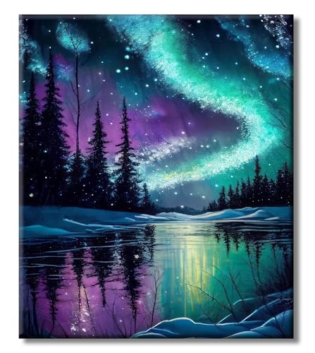 LZLHDE Diamond Painting Erwachsene Landschaft Bilder Xxl 40x50cm, Diamant Painting Bilder Aurora, 5d Dimond Painting Diy Diamonds Bastelset für Geschenke Wohnzimmer und Schlafzimmer Wanddeko von LZLHDE