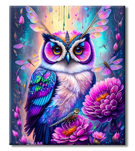 LZLHDE Diamond Painting Erwachsene Tiere Eule, 5d Diamant Painting Bilder Anfänger, Diy Diamonds Crystal Art Bastelset für Geschenke Wohnzimmer und Schlafzimmer Wanddeko (Groß 40x50cm) von LZLHDE